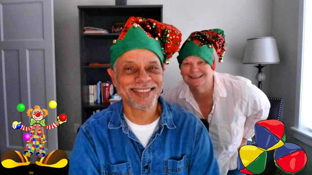 Watch for Jim and Sena Juggling in Santa Hats!