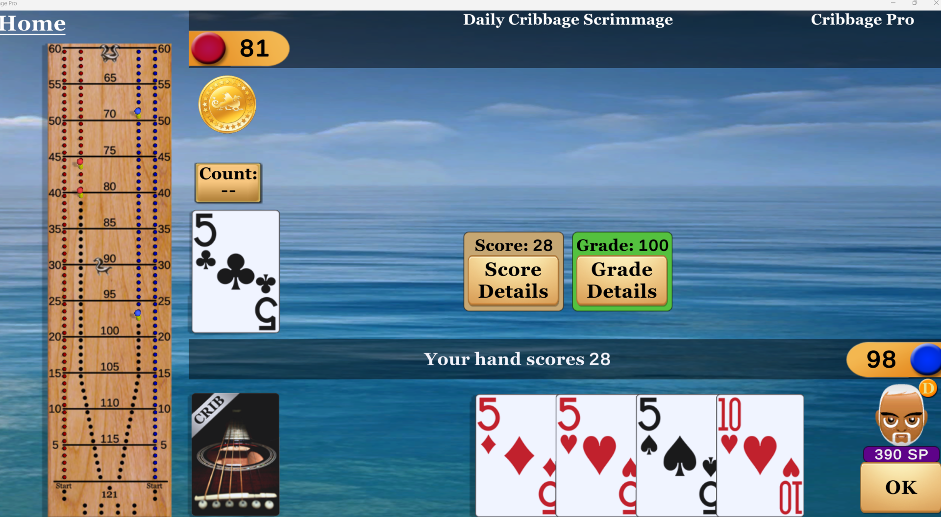 I Got a 28 Hand in Cribbage&nbsp;Today!